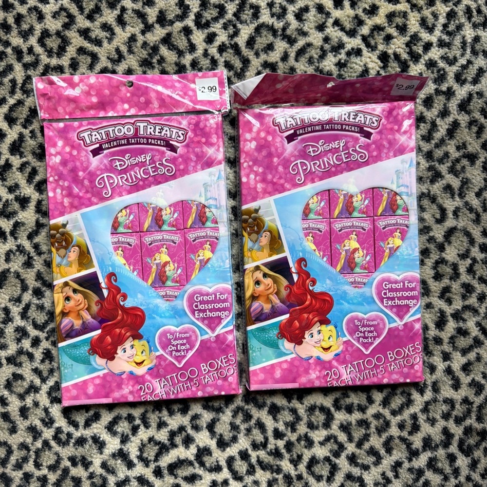 Disney Princess Sticker Tattoo Valentines, Classroom Exchange 2 Boxes 20 In Each